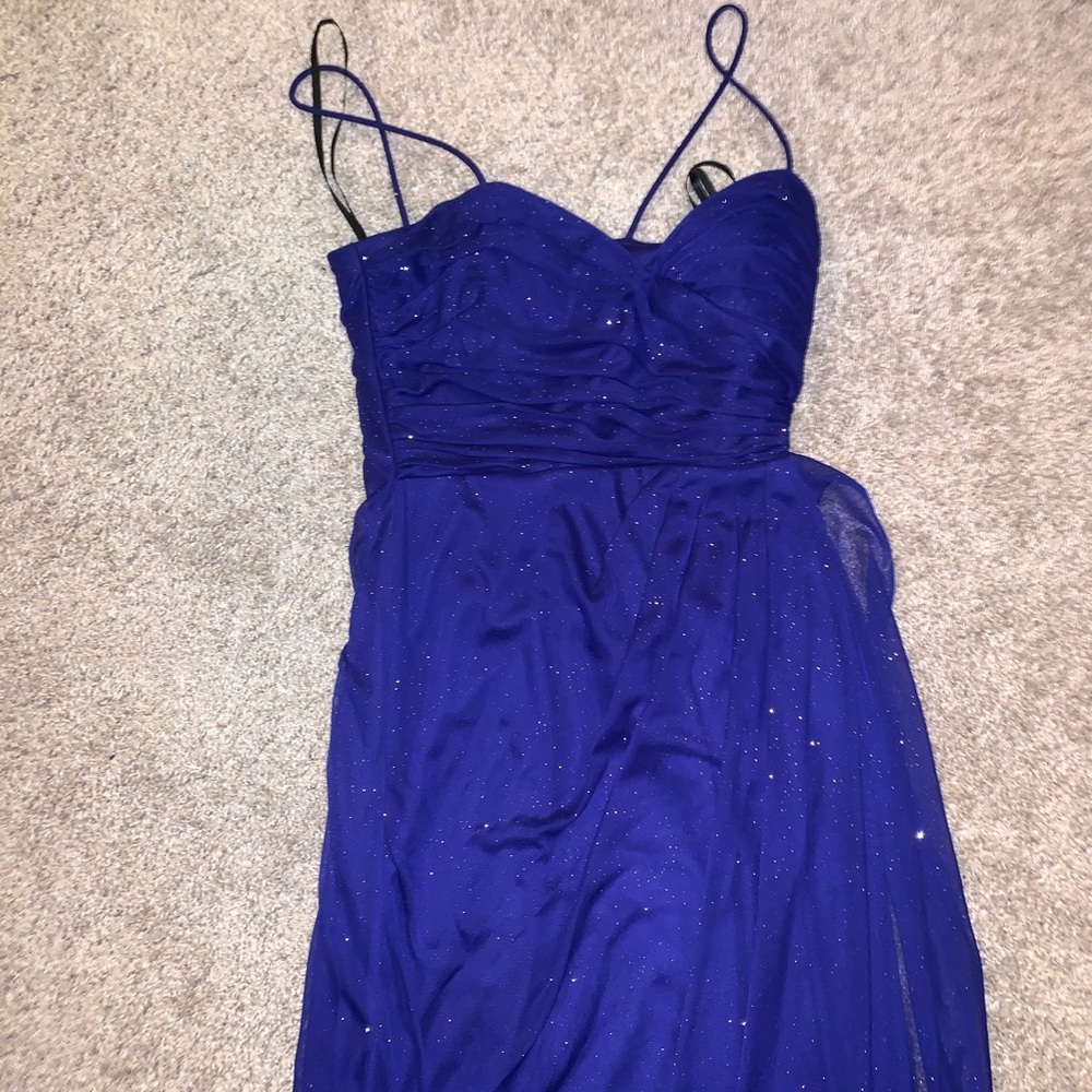 Blondie Nites Dark Blue Glittery Zip Down Dress size 5 - Picture 4 of 10